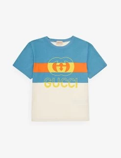 Gucci Logo-print Stripe-pattern Cotton-jersey T-shirt 4-10 Years