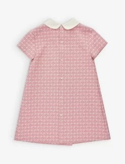 Gucci Peter-pan Collar Monogram-embroidery Cotton-blend Dress 4-12 Years 5 Gucci Peter-pan Collar Monogram-embroidery Cotton-blend Dress 4-12 Years -Kid Couture R04160312 PINKMC ALT02