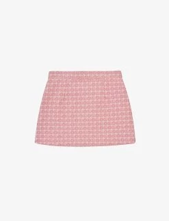 Gucci Monogram-pattern High-rise Cotton-blend Mini Skirt -Kid Couture R04160313 PINKMC ALT02
