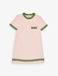 Gucci Ribbed-neck Short-sleeve Cotton-jersey Dress 4-12 Years