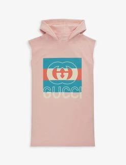Gucci Logo-print Hooded Cotton-jersey Dress 4-10 Years
