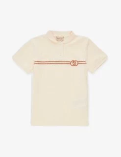 Gucci Logo-embroidered Stretch-cotton-pique Polo Shirt 4-12 Years
