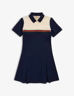 Gucci Striped Polo Stretch-cotton Dress 4-12 Years