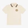 Gucci Monogram-patch Polo-collar Stretch-cotton-pique Polo Shirt 4-12 Years