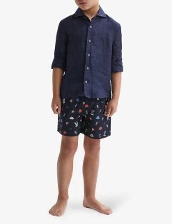 Reiss Augustus Beach-print Stretch Recycled-polyester Shorts 4-12 Years 7 Reiss Augustus Beach-print Stretch Recycled-polyester Shorts 4-12 Years -Kid Couture R04160602 NAVY ALT02