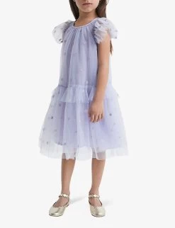 Reiss Fifi Embroidered-tulle Woven Dress 4-12 Years -Kid Couture R04160603 LILAC ALT02