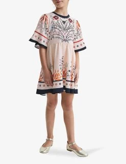 Reiss Ania Floral-print Woven Dress 10-12 Years -Kid Couture R04160605 IVORY ALT02