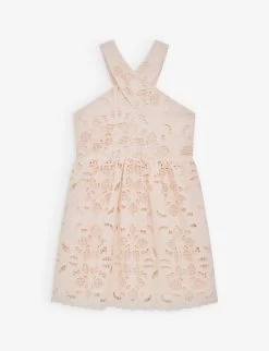Reiss Callie Cross-back Lace And Cut-out Cotton Dress 4-12 Years
