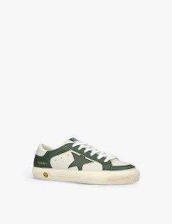 Golden Goose May Panelled Leather Low-top Trainers 6 Months-5 Years -Kid Couture R04165000 GREEN ALT02