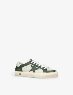 Golden Goose May Star-embellished Leather Low-top Trainers 9-10 Years -Kid Couture R04165006 GREEN ALT02
