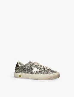 Golden Goose May Glitter Star-embellished Low-top Leather Trainers 6-9 Years -Kid Couture R04165023 GOLDCOMB ALT02