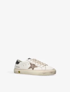 Golden Goose May Glitter Star-patch Leather Low-top Trainers -Kid Couture R04165024 GOLDCOMB ALT02