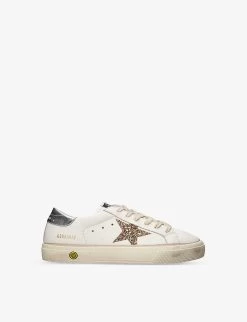 Golden Goose May Glitter Star-patch Leather Low-top Trainers