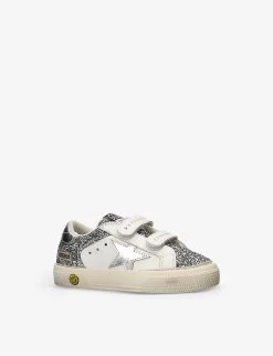 Golden Goose May Glitter Star-embellished Low-top Leather Trainers 6 Months - 5 Years -Kid Couture R04165026 SILVER ALT02