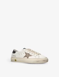 Golden Goose May Glitter Star-embellished Leather Trainers 9-10 Years -Kid Couture R04165028 GOLDCOMB ALT02