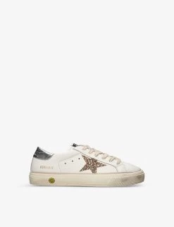 Golden Goose May Glitter Star-embellished Leather Trainers 9-10 Years