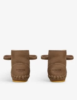 Pina Shearling-lined Top-stitch Leather Boots 6-12 Months -Kid Couture R04166157 BEIGE ALT03