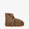 Pina Shearling-lined Top-stitch Leather Boots 6-12 Months