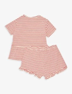 Heart-print Frilled Stretch-organic Cotton Dress And Shorts Set 9 Months-4 Years 5 Heart-print Frilled Stretch-organic Cotton Dress And Shorts Set 9 Months-4 Years -Kid Couture R04166454 HEARTONASTRING ALT02