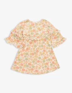 Chleo Floral-print Frill-trim Stretch-organic Cotton Dress 9 Months-3 Years -Kid Couture R04166456 LILI ALT02