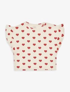 Reya Heart-print Stretch-organic Cotton Blend T-shirt 9 Months-3 Years