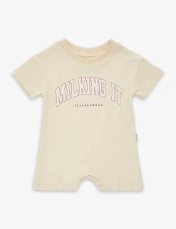Milking It Slogan-print Organic-cotton Babygrow 3-24 Months