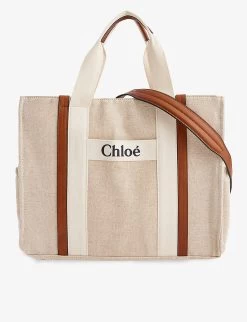 Chloé Brand-print Jute And Cotton-blend Baby Changing Bag