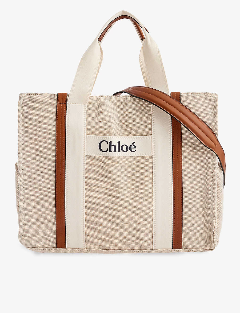 Chloé Brand-print Jute And Cotton-blend Baby Changing Bag 1 Chloé Brand-print Jute And Cotton-blend Baby Changing Bag