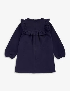 Chloé Ruffled Floral-embroidered Stretch-woven Dress 6 Months-3 Years -Kid Couture R04167163 NAVY ALT02