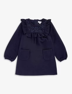 Chloé Ruffled Floral-embroidered Stretch-woven Dress 6 Months-3 Years