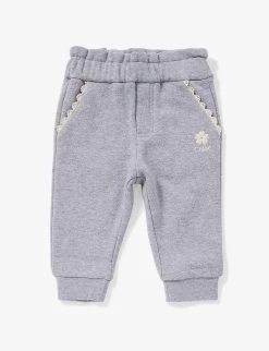 Chloé Logo-embroidered Scallop-trimmed Cotton-jersey Jogging Bottoms 6-36 Months