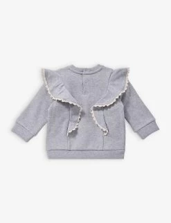 Chloé Logo-embroidered Frilled-trim Cotton-jersey Sweatshirt 6-36 Months -Kid Couture R04167166 GREYMARLMEDIUM ALT02