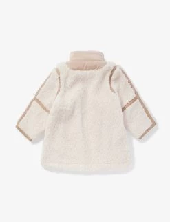 Chloé Brand-plaque Contrast-trim Fleece Coat 1-3 Years -Kid Couture R04167170 IVORY ALT02