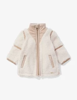 Chloé Brand-plaque Contrast-trim Fleece Coat 1-3 Years