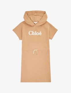 Chloé Logo-embroidered Hooded Cotton-jersey Dress 4-14 Years