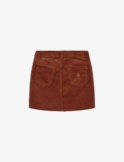 Chloé Logo-embroidered Stretch-corduroy Skirt 8-14 Years -Kid Couture R04167178 DARKSTONE ALT02