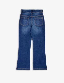 Chloé Embroidered-branding Flared-leg Denim-blend Jeans 6-14 Years -Kid Couture R04167179 DENIMBLUE ALT02