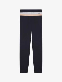 Chloé Stripe Logo-embroidered Organic Cotton-blend Jogging Bottoms 8-14 Years -Kid Couture R04167180 NAVY ALT02