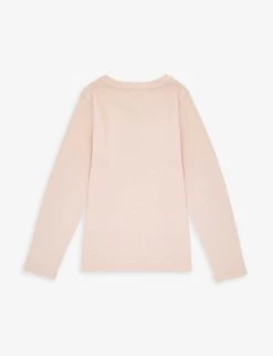 Chloé Logo-embroidered Long-sleeved Cotton-jersey T-shirt 4-14 Years -Kid Couture R04167183 PINKWASHEDPINK ALT02