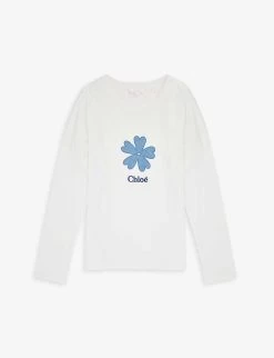 Chloé Logo-embroidered Floral-appliqué Cotton-jersey T-shirt 4-14 Years