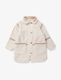 Chloé Funnel-neck Contrast-trim Fleece Coat 10-14 Years