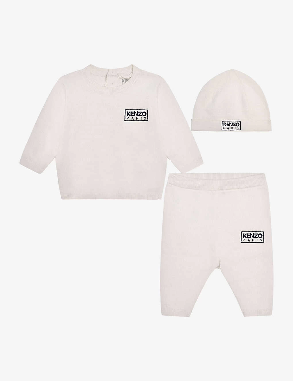 Kenzo Logo-embroidered Knitted Cotton-blend Three-piece Set 1-9 Months 1 Kenzo Logo-embroidered Knitted Cotton-blend Three-piece Set 1-9 Months