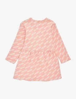 Kenzo Logo-print Drawstring-waist Cotton-jersey Dress 6 Months-4 Years -Kid Couture R04167534 NUDE ALT02