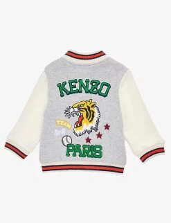 Kenzo Logo-patch Colour-blocked Cotton-blend Cardigan 2-4 Years -Kid Couture R04167544 LIGHTCHINEGREY ALT02