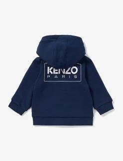 Kenzo Brand-print Zipped Cotton-jersey Hoody 6 Months - 4 Years 5 Kenzo Brand-print Zipped Cotton-jersey Hoody 6 Months - 4 Years -Kid Couture R04167545 NAVY ALT02