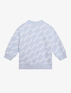 Kenzo Logo-print Long-sleeve Cotton-jersey Sweatshirt 6 Months-4 Years -Kid Couture R04167547 PALEBLUE ALT02