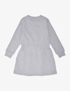 Kenzo Logo-print Long-sleeve Cotton-blend Dress 4-12 Years -Kid Couture R04167553 GREYMARL ALT02