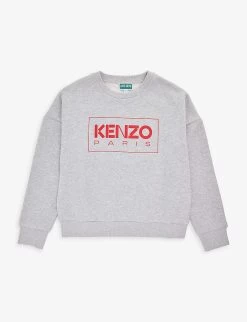 Kenzo Logo-print Melange Cotton-blend Sweatshirt 4-12 Years