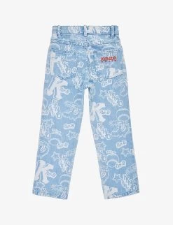 Kenzo Brand-pattern Regular-fit Denim Jeans 6-10 Years -Kid Couture R04167565 BLEACHPOUSSE ALT02