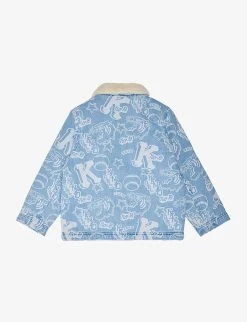 Kenzo Brand-print Faux-fur Trim Denim Jacket 6-10 Years 5 Kenzo Brand-print Faux-fur Trim Denim Jacket 6-10 Years -Kid Couture R04167579 BLEACHPOUSSE ALT02